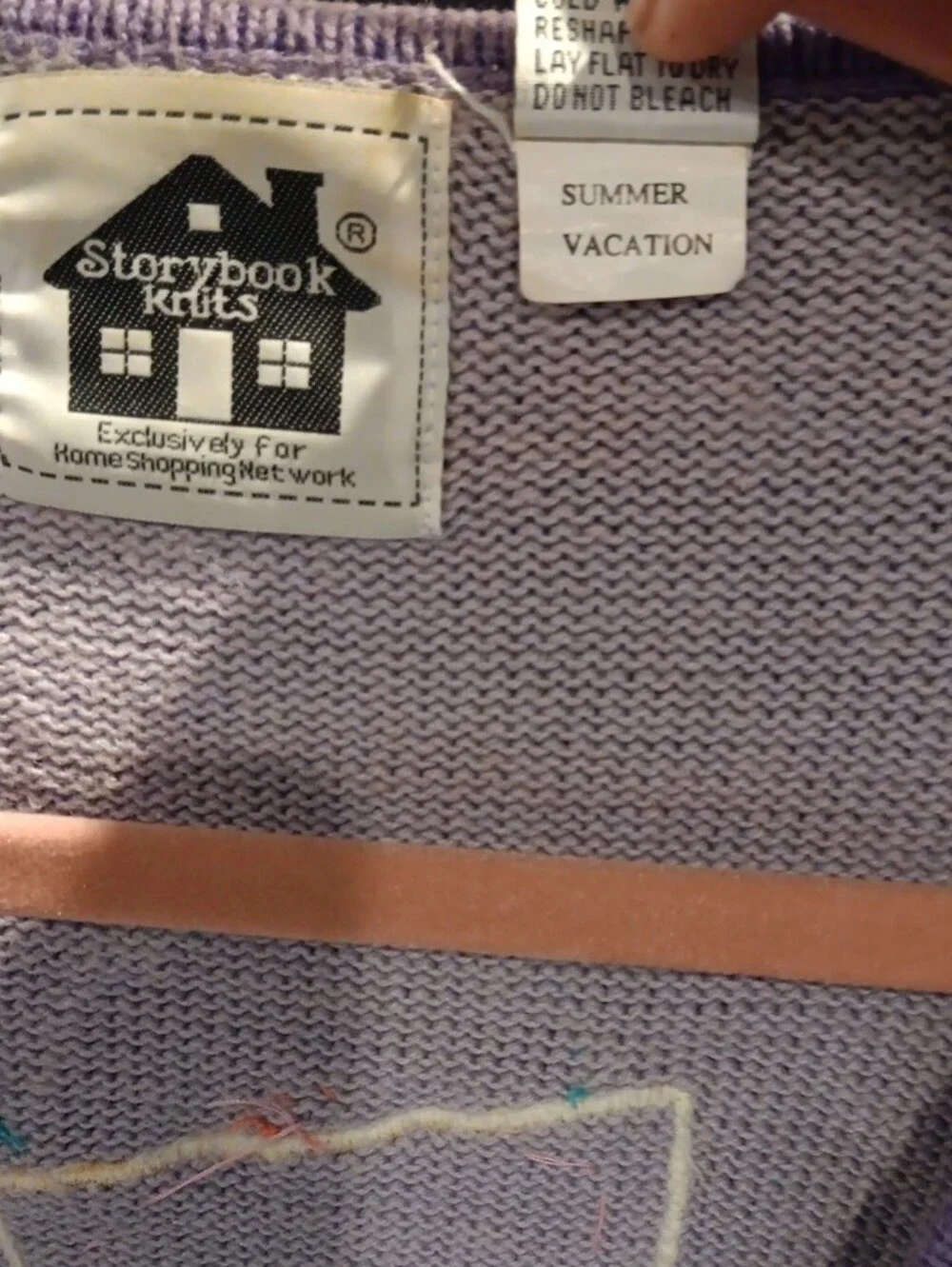 Storybook Knits Lavender Zip-Front Cardigan with Colorful Appliqués